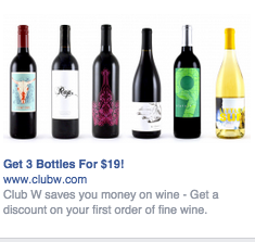 Club W FB Ad.png Facebook retargeting ad by Winc
